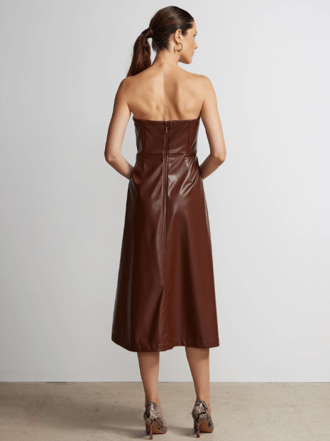 NY&C Vestido midi de piel sintética sin tirantes - Quierox - Tienda Online