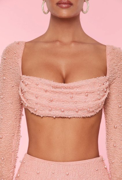 Oh Polly La Desirade Top corto con cuello vuelto y adornos en rosa - Quierox - Tienda Online