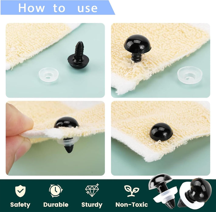 Ojos de seguridad de plástico, 350 unidades, con arandelas para manualidades, para amigurumi - Quierox - Tienda Online