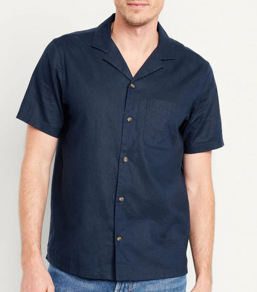Old Navy Camisa de campamento de manga corta de mezcla de lino para hombre - Quierox - Tienda Online