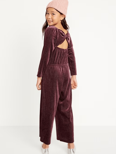 Old Navy Mono de manga larga con brillos de terciopelo para niñas - Quierox - Tienda Online