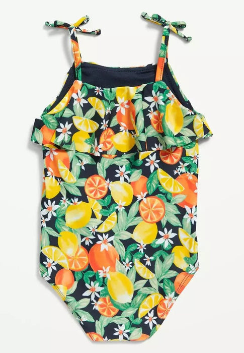 Old Navy Traje de baño de una pieza con volantes y estampado a juego para niñas pequeñas - Quierox - Tienda Online