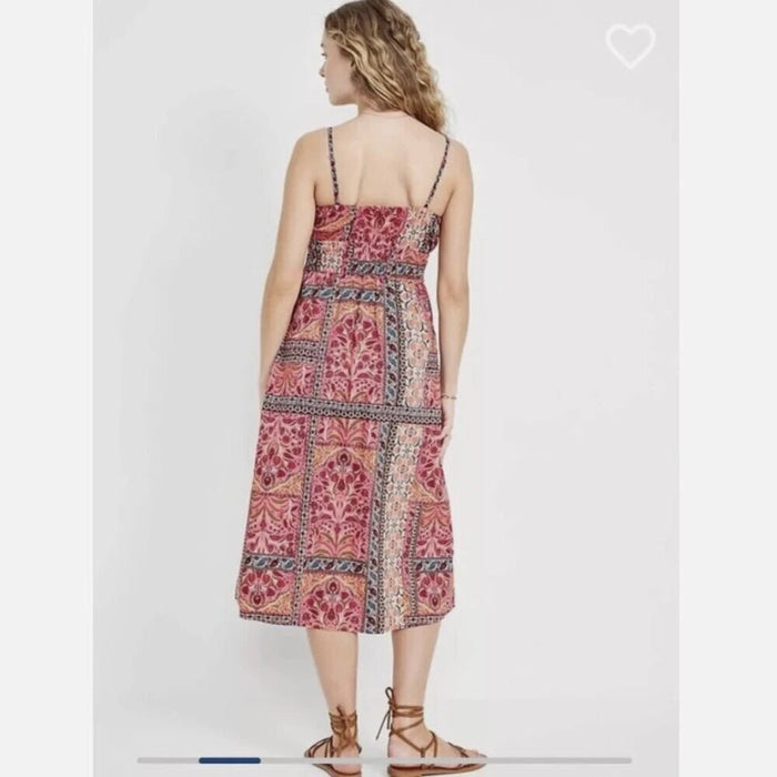 Old Navy Vestido midi de tirantes finos con estampado paisley rosa - Quierox - Tienda Online