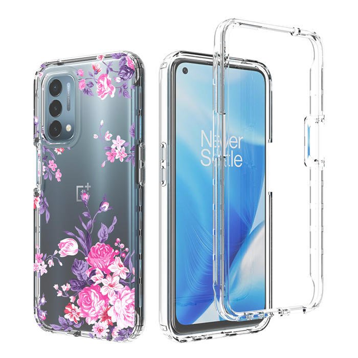 OnePlus Nord N200 5G Funda transparente con flores rosas de TPU - Quierox - Tienda Online
