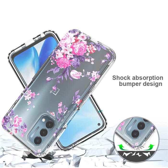 OnePlus Nord N200 5G Funda transparente con flores rosas de TPU - Quierox - Tienda Online