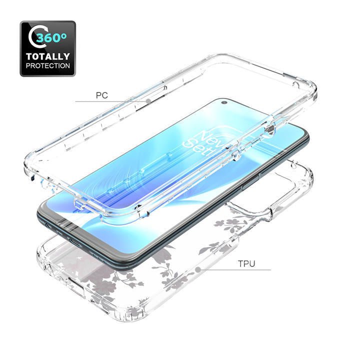 OnePlus Nord N200 5G Funda transparente con flores rosas de TPU - Quierox - Tienda Online