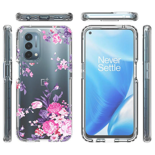 OnePlus Nord N200 5G Funda transparente con flores rosas de TPU - Quierox - Tienda Online