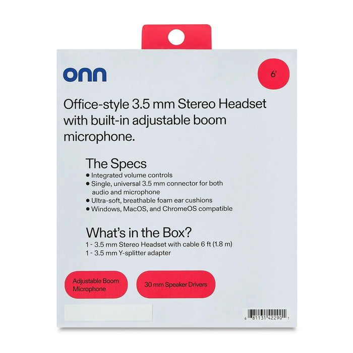 ONN Auriculares estéreo con entrada auxiliar de 3,5 mm y micrófono integrado, color negro - Quierox - Tienda Online