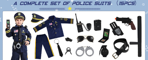 Onory Disfraz de policía para niños, disfraz de policía de Halloween con accesorios, juguetes de simulación para niños - Quierox - Tienda Online