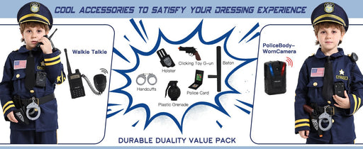 Onory Disfraz de policía para niños, disfraz de policía de Halloween con accesorios, juguetes de simulación para niños - Quierox - Tienda Online