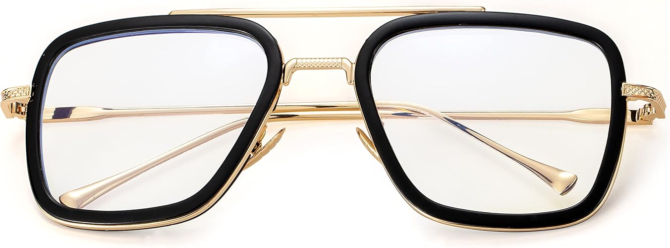 Onrtry Tony Stark - Lentes de bloqueo de luz azul para hombres y mujeres, montura de metal - Quierox - Tienda Online