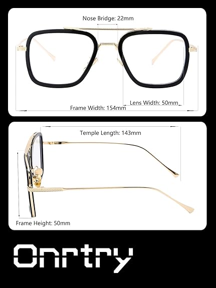 Onrtry Tony Stark - Lentes de bloqueo de luz azul para hombres y mujeres, montura de metal - Quierox - Tienda Online