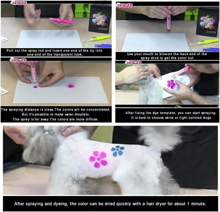 Opawz Blow Pen - Juego de 10 colores, seguro para perros y gatos, color temporal no tóxico - Quierox - Tienda Online