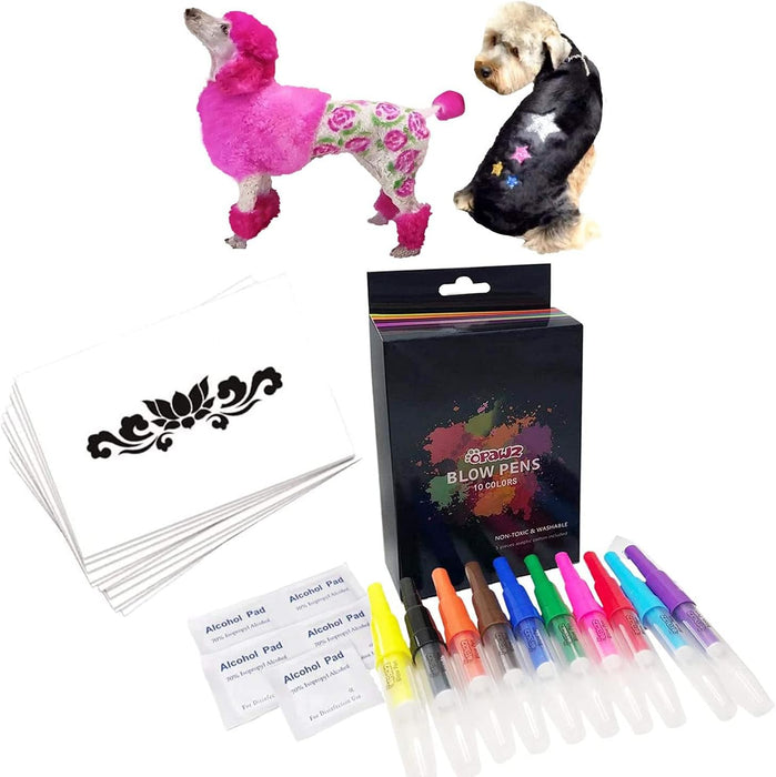 Opawz Blow Pen - Juego de 10 colores, seguro para perros y gatos, color temporal no tóxico - Quierox - Tienda Online
