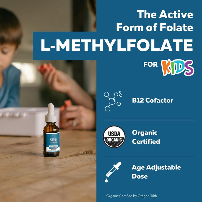 Organic Kids L - metilfolato + metil B12 Cofactor - MTHFR forma sublingual - 5 - MTHF - Quierox - Tienda Online