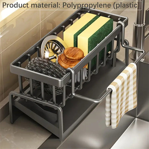 Organizador de fregadero de cocina, soporte de esponja duradero para grifo con barra de toalla - Quierox - Tienda Online