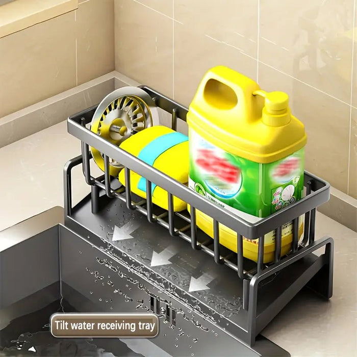 Organizador de fregadero de cocina, soporte de esponja duradero para grifo con barra de toalla - Quierox - Tienda Online