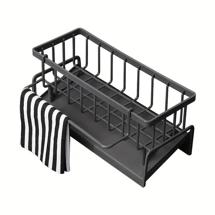 Organizador de fregadero de cocina, soporte de esponja duradero para grifo con barra de toalla - Quierox - Tienda Online
