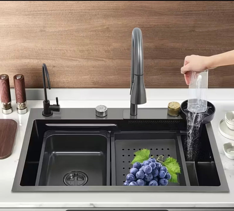 Organizador de fregadero de cocina, soporte de esponja duradero para grifo con barra de toalla - Quierox - Tienda Online