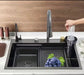 Organizador de fregadero de cocina, soporte de esponja duradero para grifo con barra de toalla - Quierox - Tienda Online