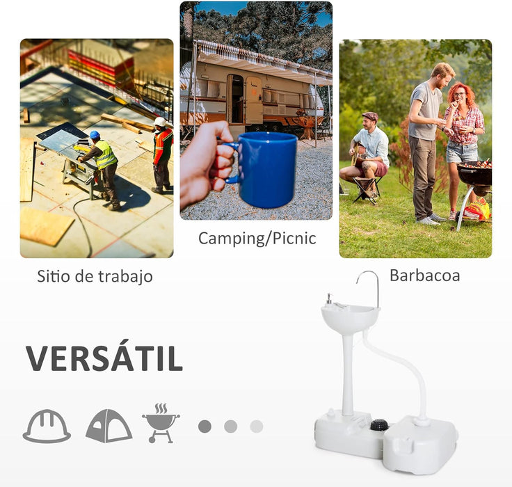Outsunny Fregadero Portátil Lavamanos para Actividades al Aire Libre o Camping - Quierox - Tienda Online