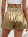 OYOANGLE Pantalones cortos elásticos metálicos brillantes de cintura alta para mujer - Quierox - Tienda Online