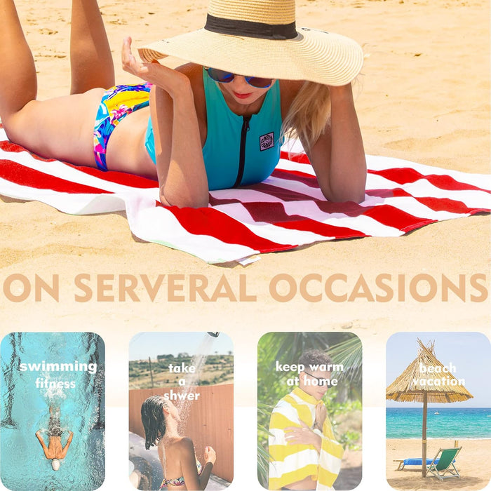 Pack de 2 toallas de playa grandes de algodón, súper absorbentes - Quierox - Tienda Online