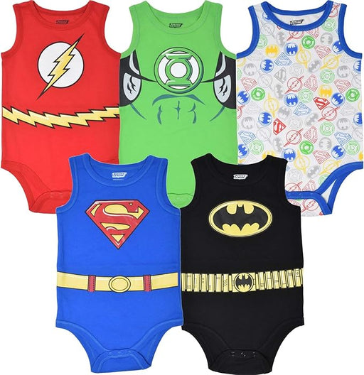 Pack de 5 bodys sin mangas para bebé niño de la Liga de la Justicia de DC Comics - Quierox - Tienda Online