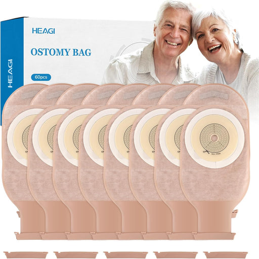 Pack de 60 bolsas de colostomía para ostomía, de una pieza con cierre de abrazadera - Quierox - Tienda Online
