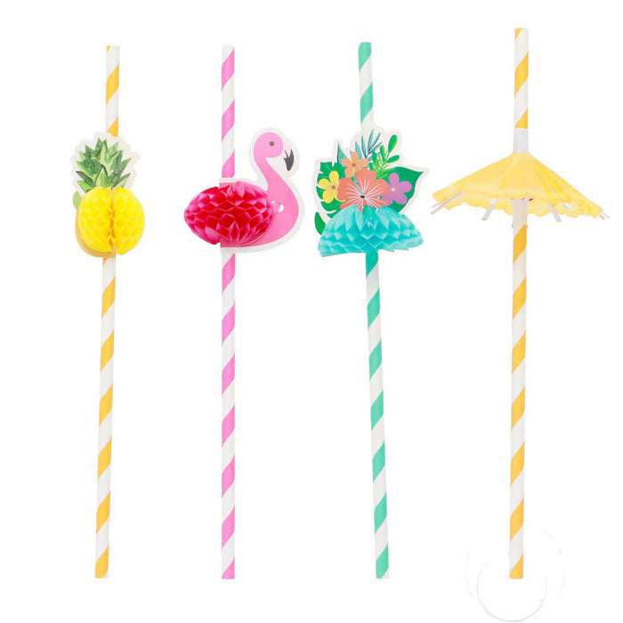 Pajitas de papel con forma de panal surtidas inspiradas en Luau, 8 piezas - Quierox - Tienda Online