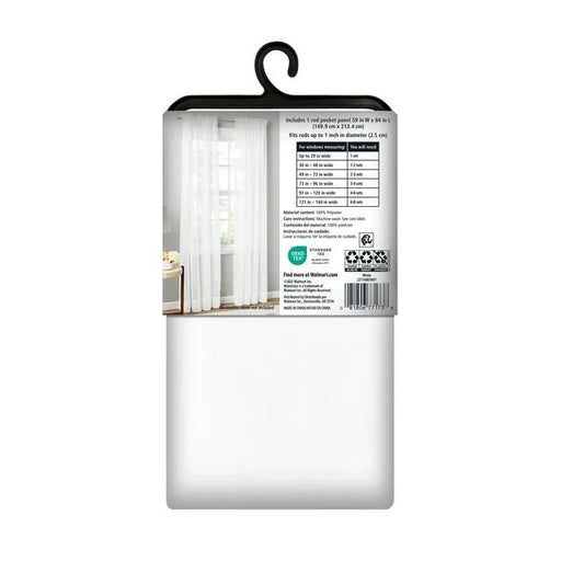 Panel de cortina de gasa transparente Mainstays Marjorie, 1 panel, blanco, 140 cm de ancho x 213 cm de largo - Quierox - Tienda Online
