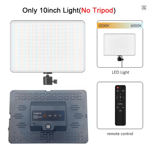 Panel de luz LED para vídeo de 10 pulgadas, enchufe europeo, 3200K - 6000K - Quierox - Tienda Online