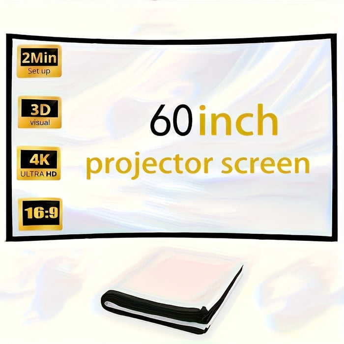 Pantalla de proyector portátil de 60 pulgadas sin arrugas, compatible con 4K Ultra HD - Quierox - Tienda Online