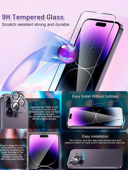 Pantalla templada de 3 piezas y película de lente de 3 piezas compatible con iPhone 11 - Quierox - Tienda Online