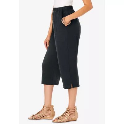 Pantalón capri de punto suave de talla grande para mujer de Roaman - Quierox - Tienda Online