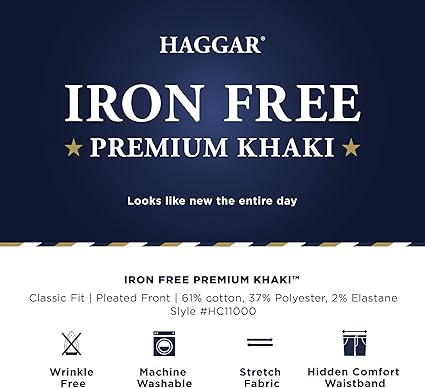 Pantalón casual Haggar de color caqui premium, corte clásico - Quierox - Tienda Online
