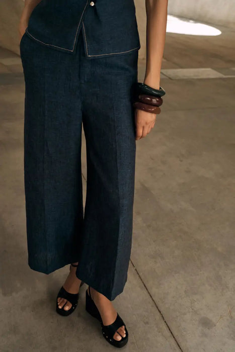 Zara Pantalón culotte de lino