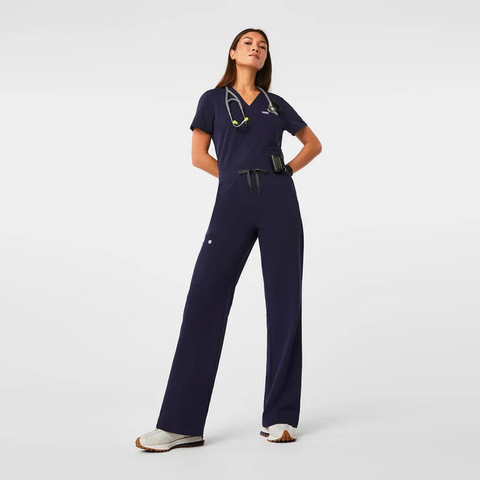 Pantalón de uniforme médico de pierna ancha y cintura alta - Quierox - Tienda Online