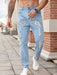 Pantalón vaquero ajustado rotos bordados, gráfico de letras estilo urbano para hombre - Quierox - Tienda Online