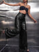 Pantalones anchos con lentejuelas brillantes para mujer, cintura alta, brillantes, para fiestas y clubes - Quierox - Tienda Online