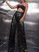 Pantalones anchos con lentejuelas brillantes para mujer, cintura alta, brillantes, para fiestas y clubes - Quierox - Tienda Online