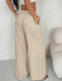 Pantalones casuales de lino de talle bajo y pierna recta para mujer - Quierox - Tienda Online