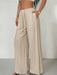 Pantalones casuales de lino de talle bajo y pierna recta para mujer - Quierox - Tienda Online