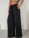 Pantalones casuales de lino de talle bajo y pierna recta para mujer - Quierox - Tienda Online
