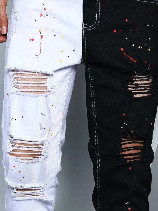 Pantalones con diseño de zanahoria y rotos con salpicaduras para hombre de Manfinity - Quierox - Tienda Online