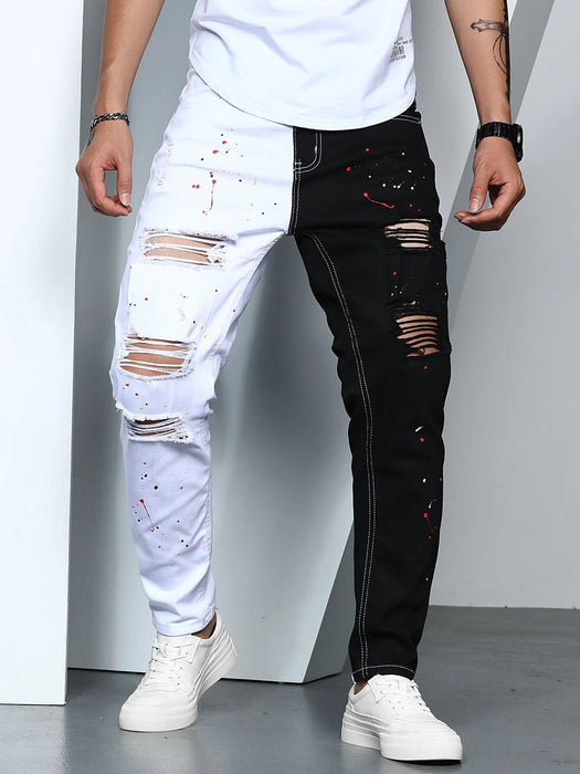 Pantalones con diseño de zanahoria y rotos con salpicaduras para hombre de Manfinity - Quierox - Tienda Online