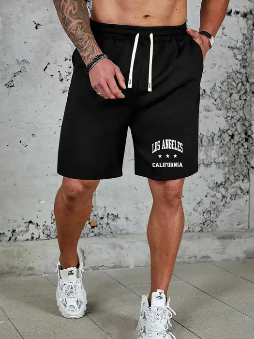 Pantalones cortos con cordón para hombre, estampado gráfico de Los Ángeles California - Quierox - Tienda Online