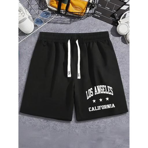 Pantalones cortos con cordón para hombre, estampado gráfico de Los Ángeles California - Quierox - Tienda Online