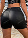 Pantalones cortos de cuero sintético con cintura alta y dos bolsillos traseros de Apperloth - Quierox - Tienda Online