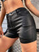 Pantalones cortos de cuero sintético con cintura alta y dos bolsillos traseros de Apperloth - Quierox - Tienda Online